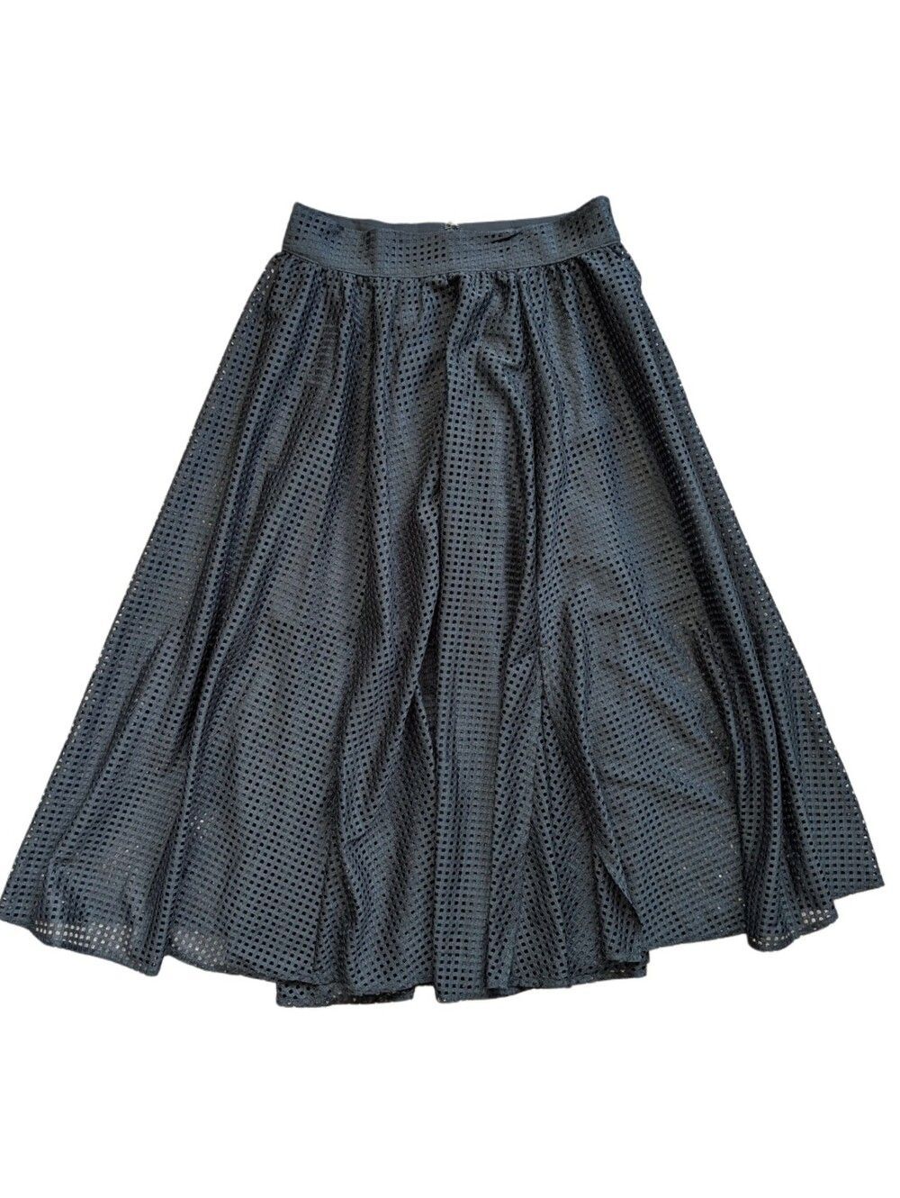 7th Avenue Design Studio New York & Co Womens Black Eyelet Midi Skirt Medium
